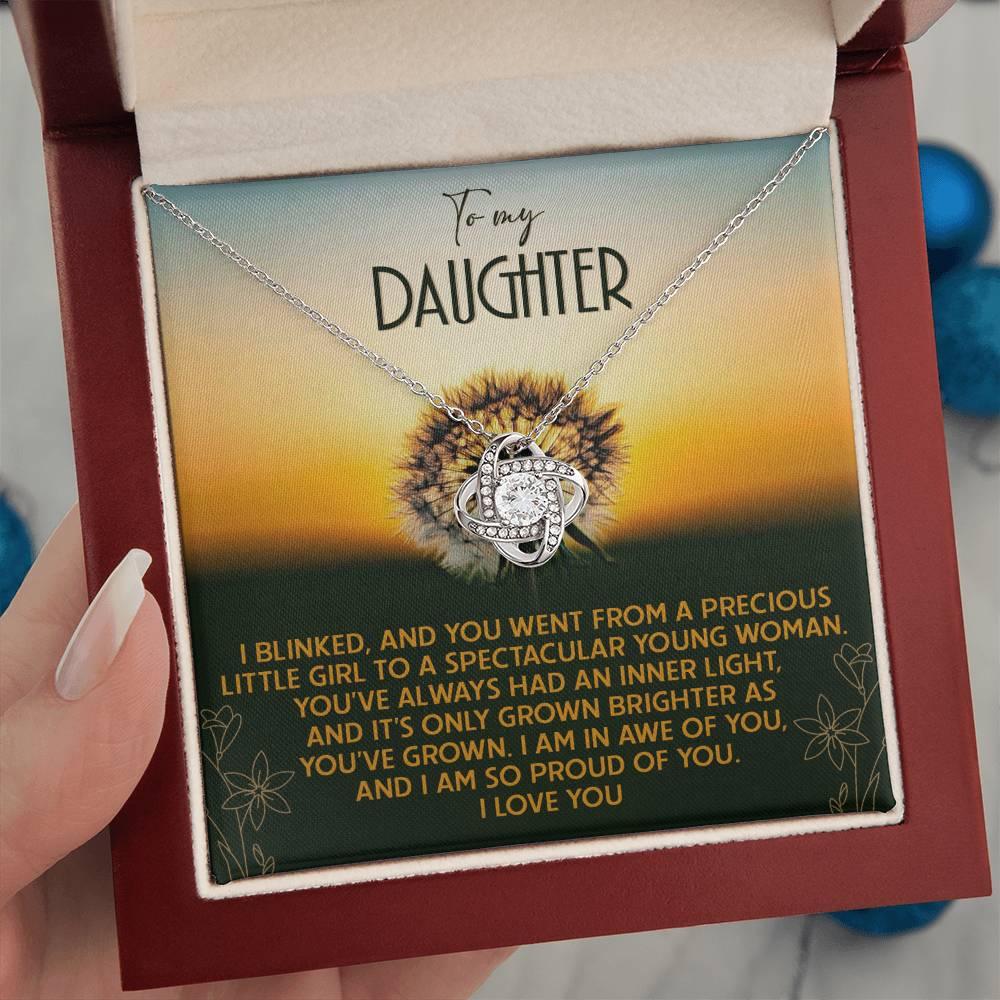 Daughter - Grown Brighter - Love Knot Pendant Necklace - Mallard Moon Gift Shop