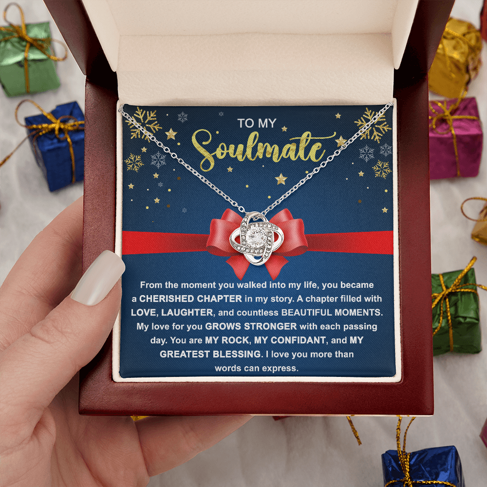 To My Soulmate - My Rock, My Confidant, My Greatest Blessing - Love Knot Pendant Necklace - Mallard Moon Gift Shop