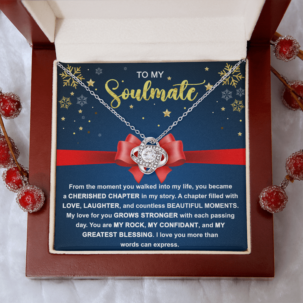 To My Soulmate - My Rock, My Confidant, My Greatest Blessing - Love Knot Pendant Necklace - Mallard Moon Gift Shop
