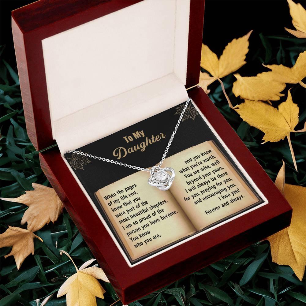 Daughter - Beyond Your Years - Love Knot Pendant Necklace - Mallard Moon Gift Shop