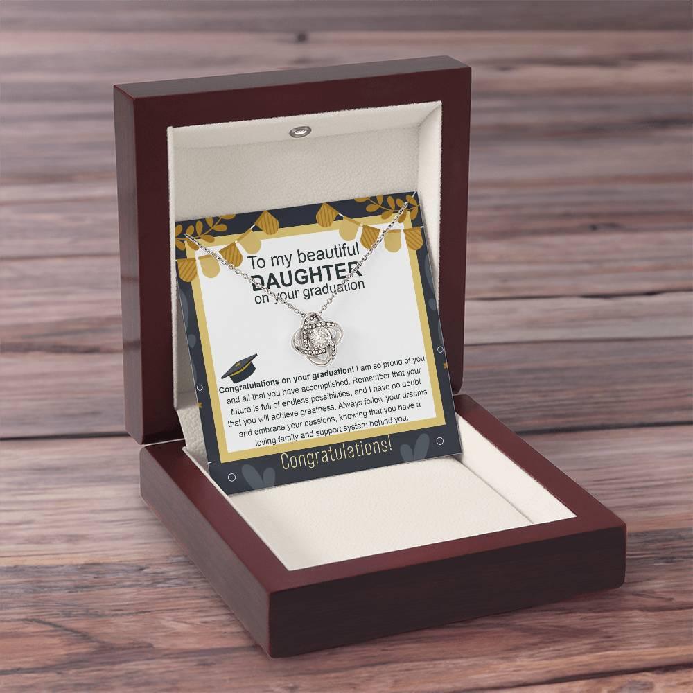 Daughter Graduation Gift Follow Your Dreams Congratulations Love Knot Necklace - Mallard Moon Gift Shop