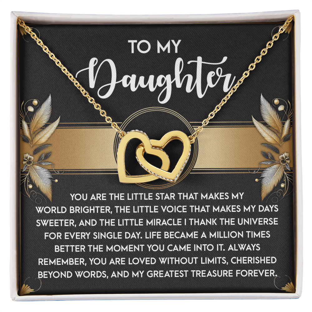 To My Daughter - My Greatest Treasure Interlocking Hearts Necklace Birthday, Graduation, Christmas Gift - Mallard Moon Gift Shop