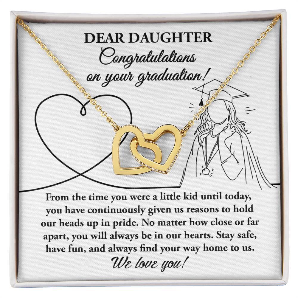 Dear Daughter Congratulations on your Graduation Interlocking Hearts Pendant Necklace - Mallard Moon Gift Shop