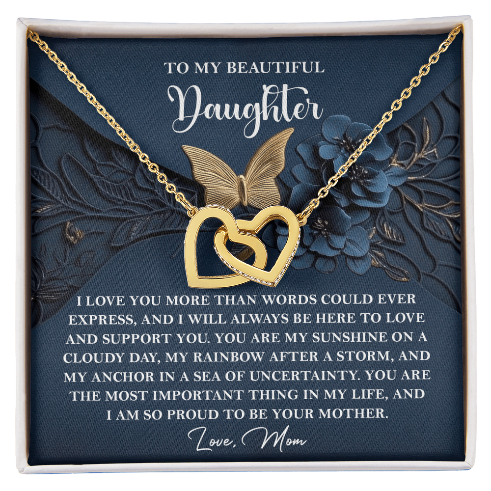 Daughter Gift - My Sunshine - Interlocking Hearts Necklace – A Heartfelt Gift from Mom - Mallard Moon Gift Shop