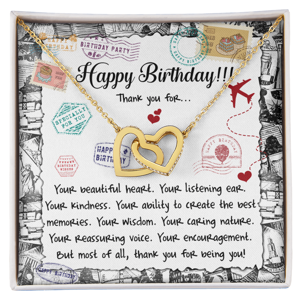Happy Birthday Daughter Interlocking Hearts Necklace – Thank You for Being You | Meaningful Birthday Gift from Parent - Mallard Moon Gift Shop