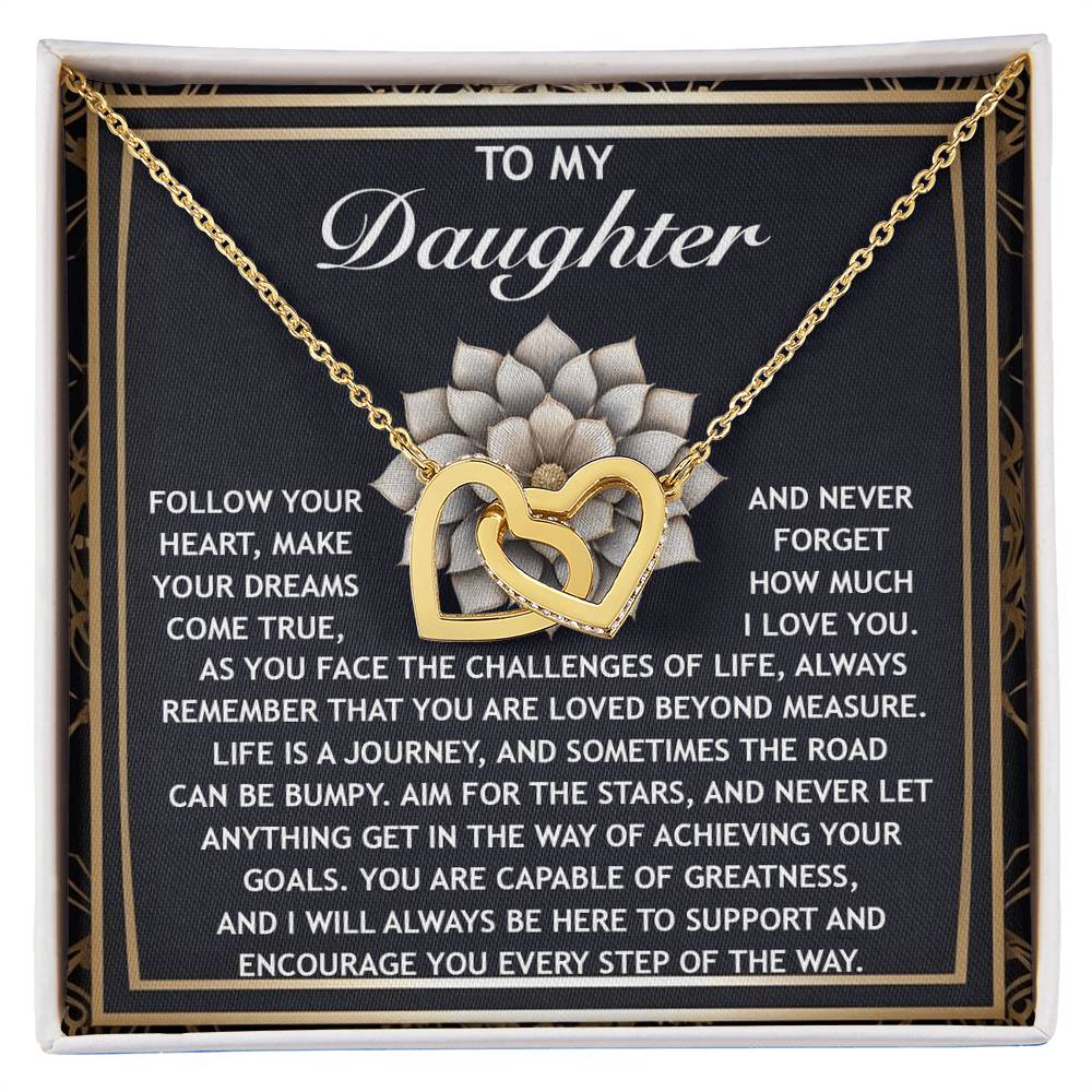 To My Daughter -A Gift of Love, Encouragement & Strength - Interlocking Hearts Necklace - Mallard Moon Gift Shop