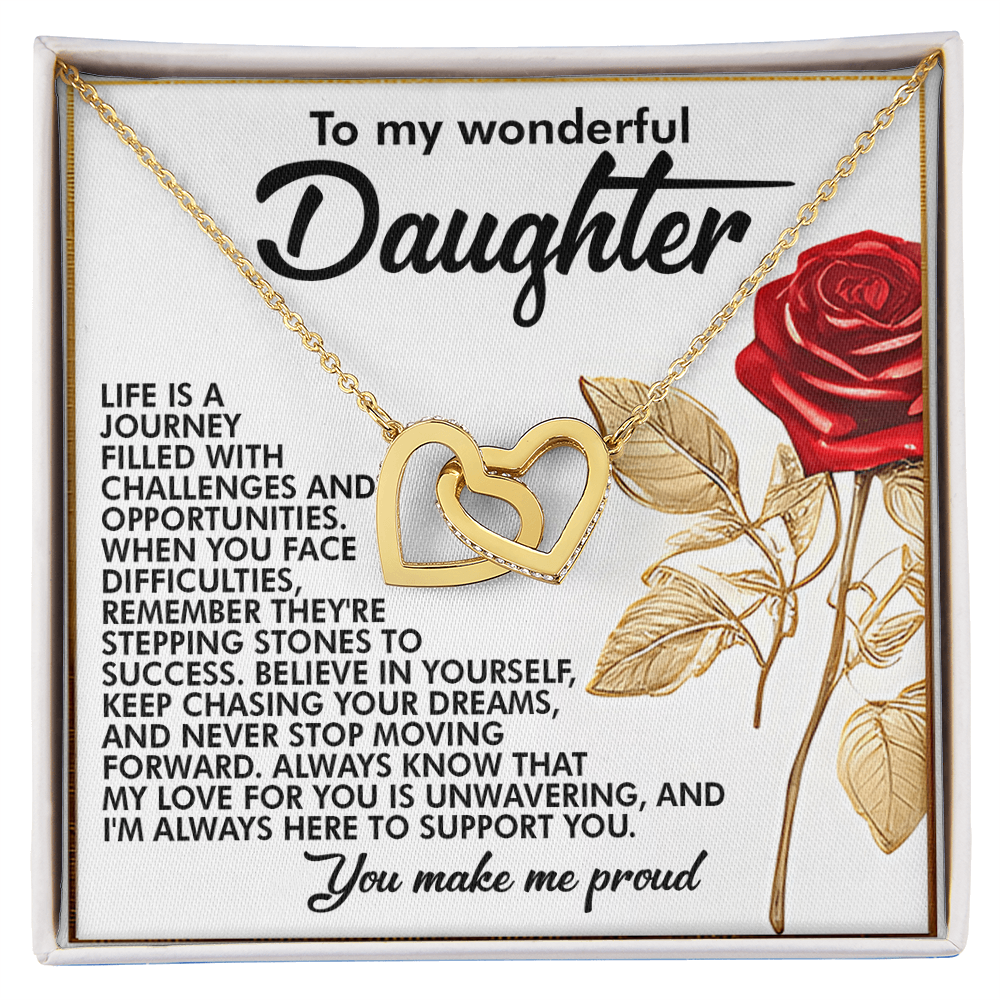 To My Wonderful Daughter – You Make Me Proud – Motivational Necklace Gift with Message of Love and Support - Mallard Moon Gift Shop