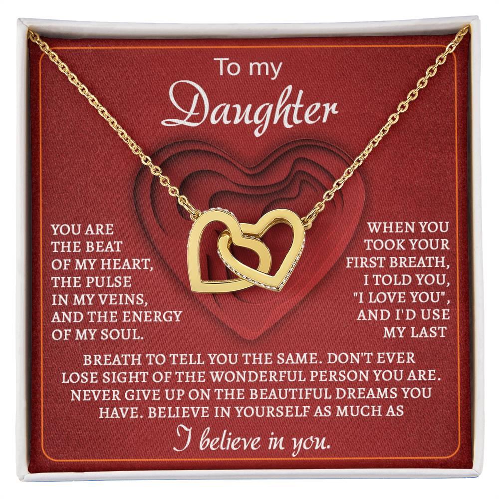 To My Daughter You Are the Beat of My Heart Interlocking Hearts Necklace - Mallard Moon Gift Shop