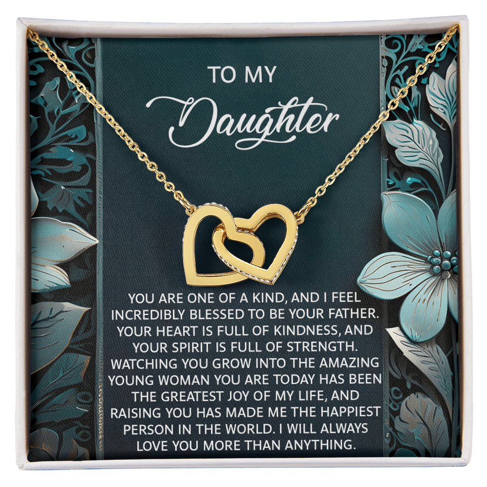 To My Daughter Interlocking Hearts Necklace – A Heartfelt Gift She'll Cherish Forever - I am Blessed to be your Father - Mallard Moon Gift Shop