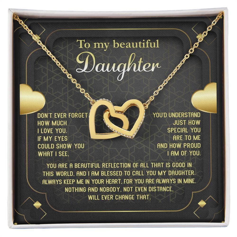 Daughter Gift for Birthday, Christmas, Graduation - Proud of You - Beautiful Reflection - Interlocking Hearts Necklace - Mallard Moon Gift Shop