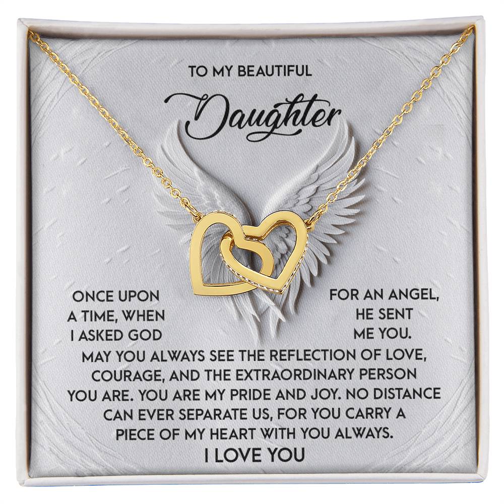 To My Beautiful Daughter - You Are My Angel - Interlocking Hearts Necklace - Mallard Moon Gift Shop