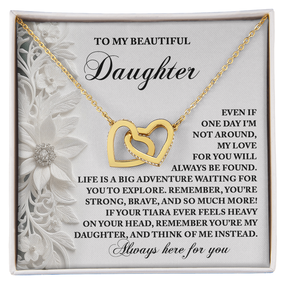 To My Beautiful Daughter - Inspirational Gift for Life's Adventures - Interlocking Hearts Necklace - Mallard Moon Gift Shop