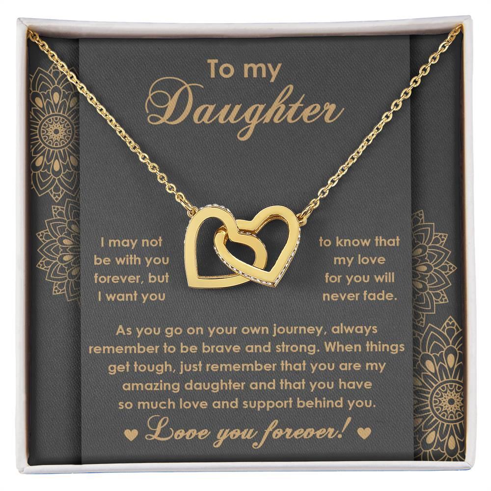 Gift for Birthday, Christmas - Daughter - Brave And Strong - Interlocking Hearts Necklace - Mallard Moon Gift Shop