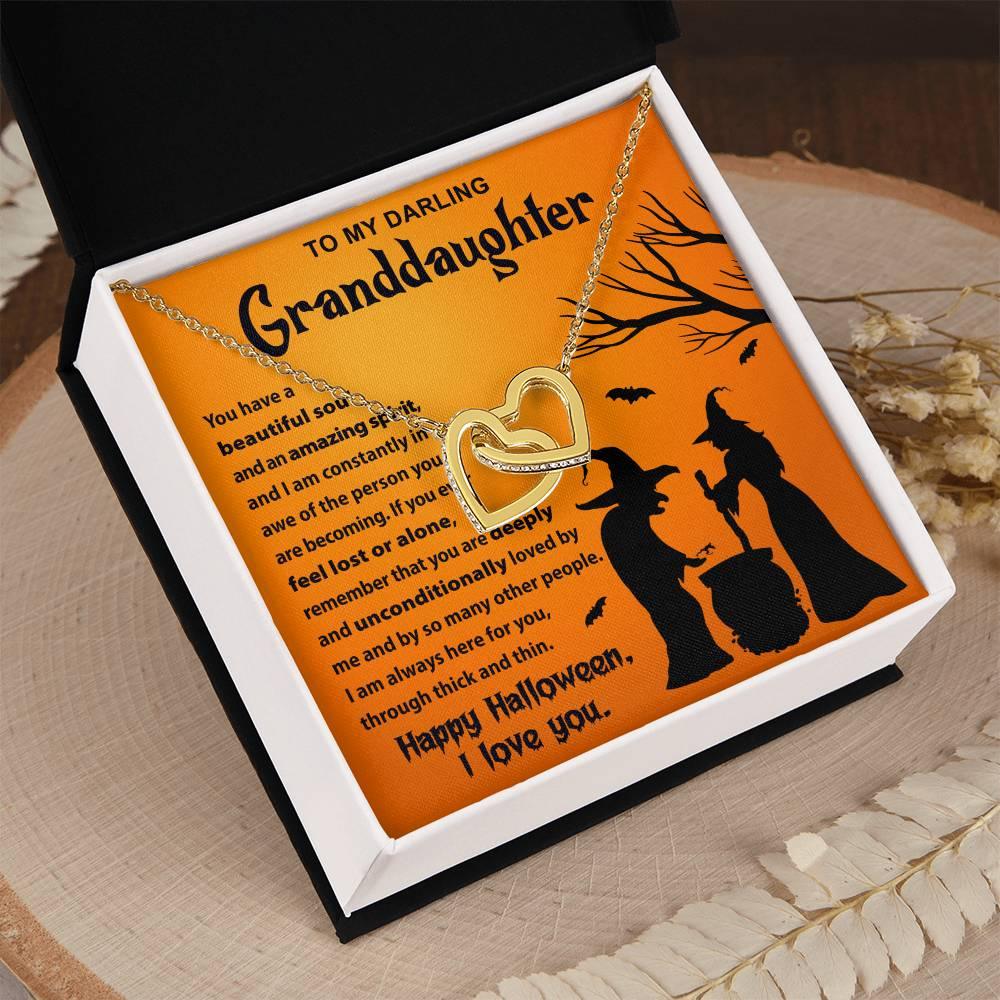 Granddaughter-Amazing Spirit Halloween Interlocking Hearts Pendant Necklace - Mallard Moon Gift Shop