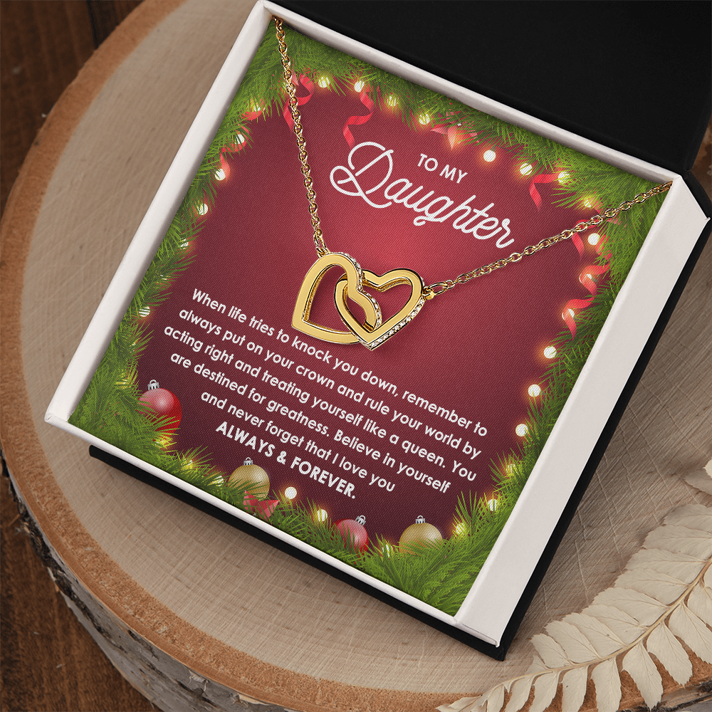 Daughter Gift - You Rule the World - Interlocking Hearts Pendant Necklace Christmas Gift - Mallard Moon Gift Shop