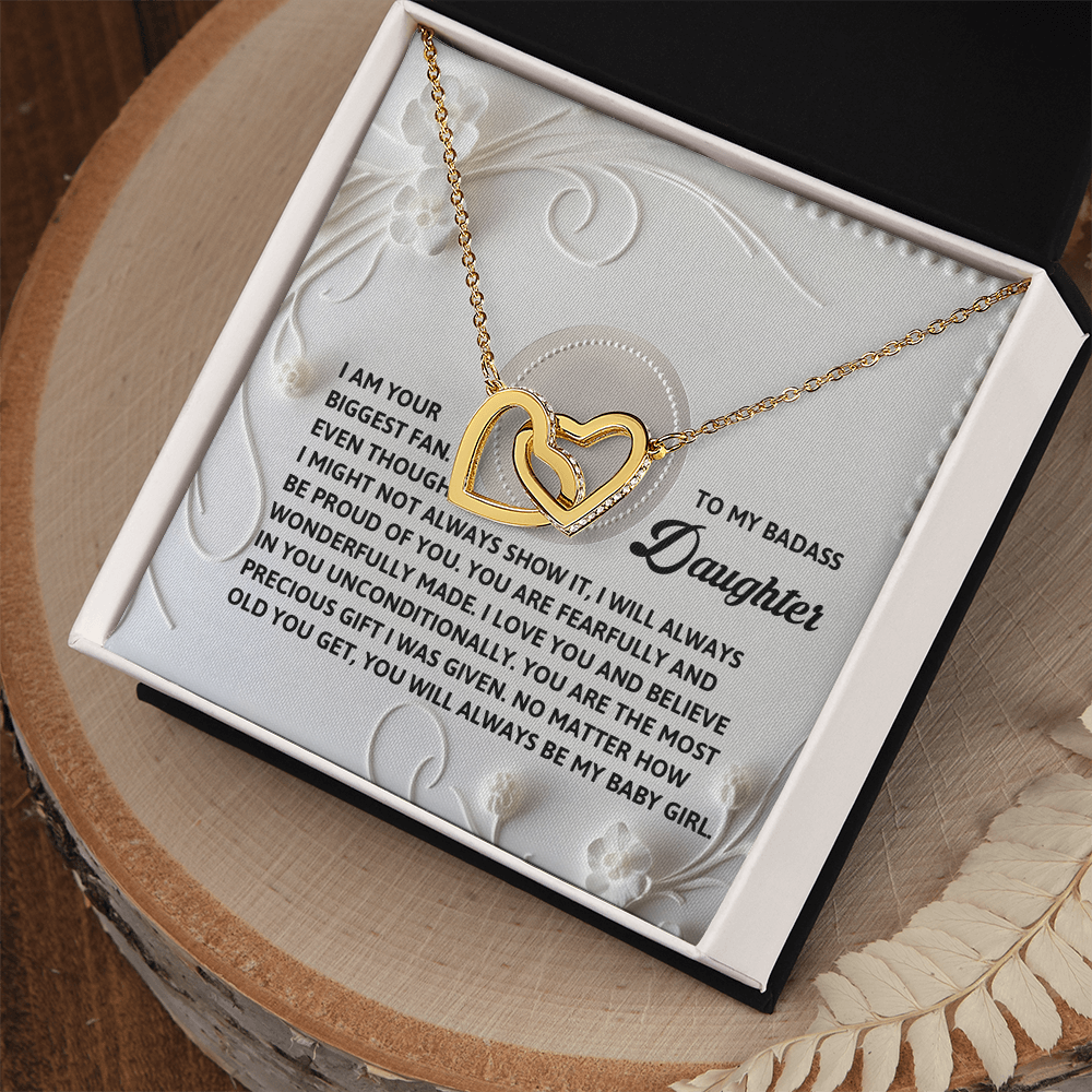 To My Badass Daughter - A Bold & Heartfelt Gift of Love -Interlocking Hearts Necklace - Mallard Moon Gift Shop