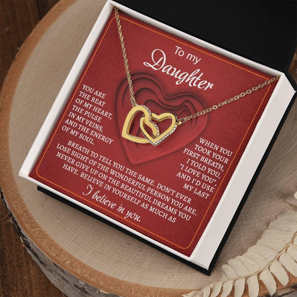 To My Daughter You Are the Beat of My Heart Interlocking Hearts Necklace - Mallard Moon Gift Shop