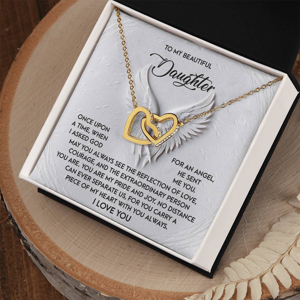 To My Beautiful Daughter - You Are My Angel - Interlocking Hearts Necklace - Mallard Moon Gift Shop