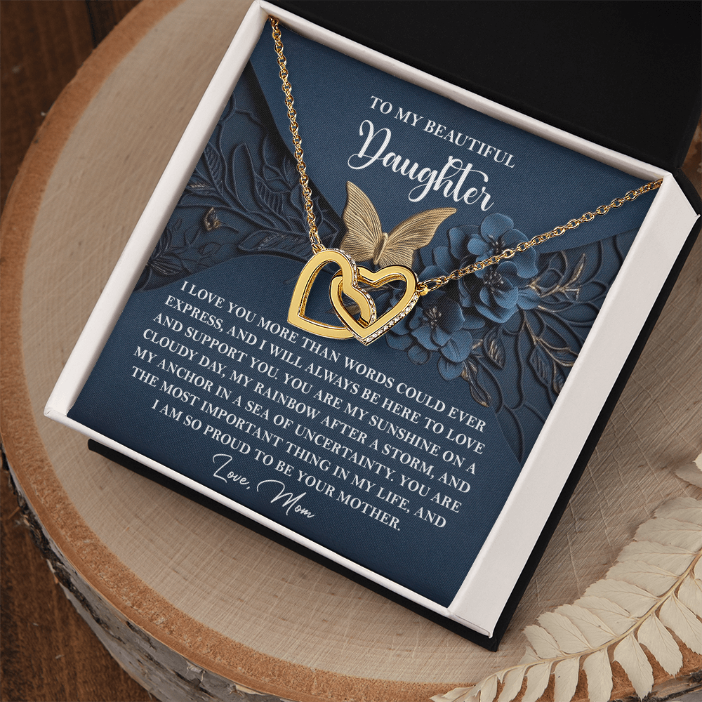Daughter Gift - My Sunshine - Interlocking Hearts Necklace – A Heartfelt Gift from Mom - Mallard Moon Gift Shop