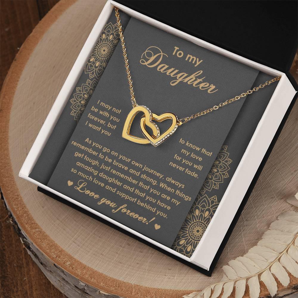 Gift for Birthday, Christmas - Daughter - Brave And Strong - Interlocking Hearts Necklace - Mallard Moon Gift Shop