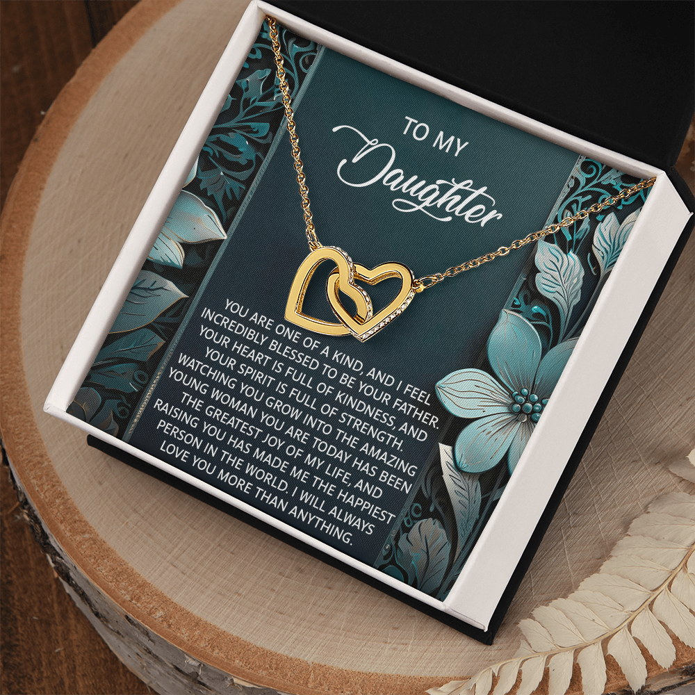 To My Daughter Interlocking Hearts Necklace – A Heartfelt Gift She'll Cherish Forever - I am Blessed to be your Father - Mallard Moon Gift Shop