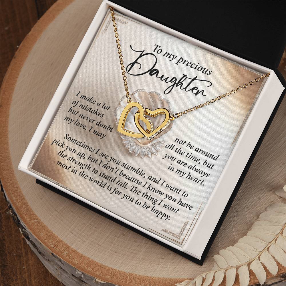To My Precious Daughter - Heartfelt Gift of Love & Strength - Interlocking Hearts Necklace - Mallard Moon Gift Shop