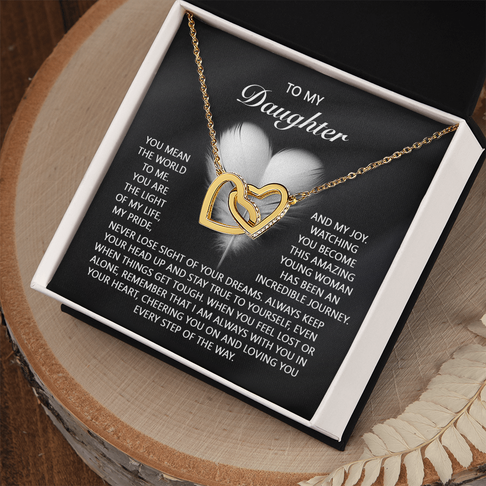 To My Daughter – A Gift of Love, Pride & Encouragement- Interlocking Hearts Necklace - Mallard Moon Gift Shop