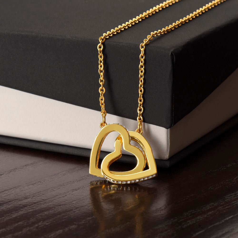 To My Beautiful Daughter - Interlocking Hearts Necklace with Sentimental Message – Birthday, Graduation, Christmas Jewelry – Luxury LED Box Option - Mallard Moon Gift Shop