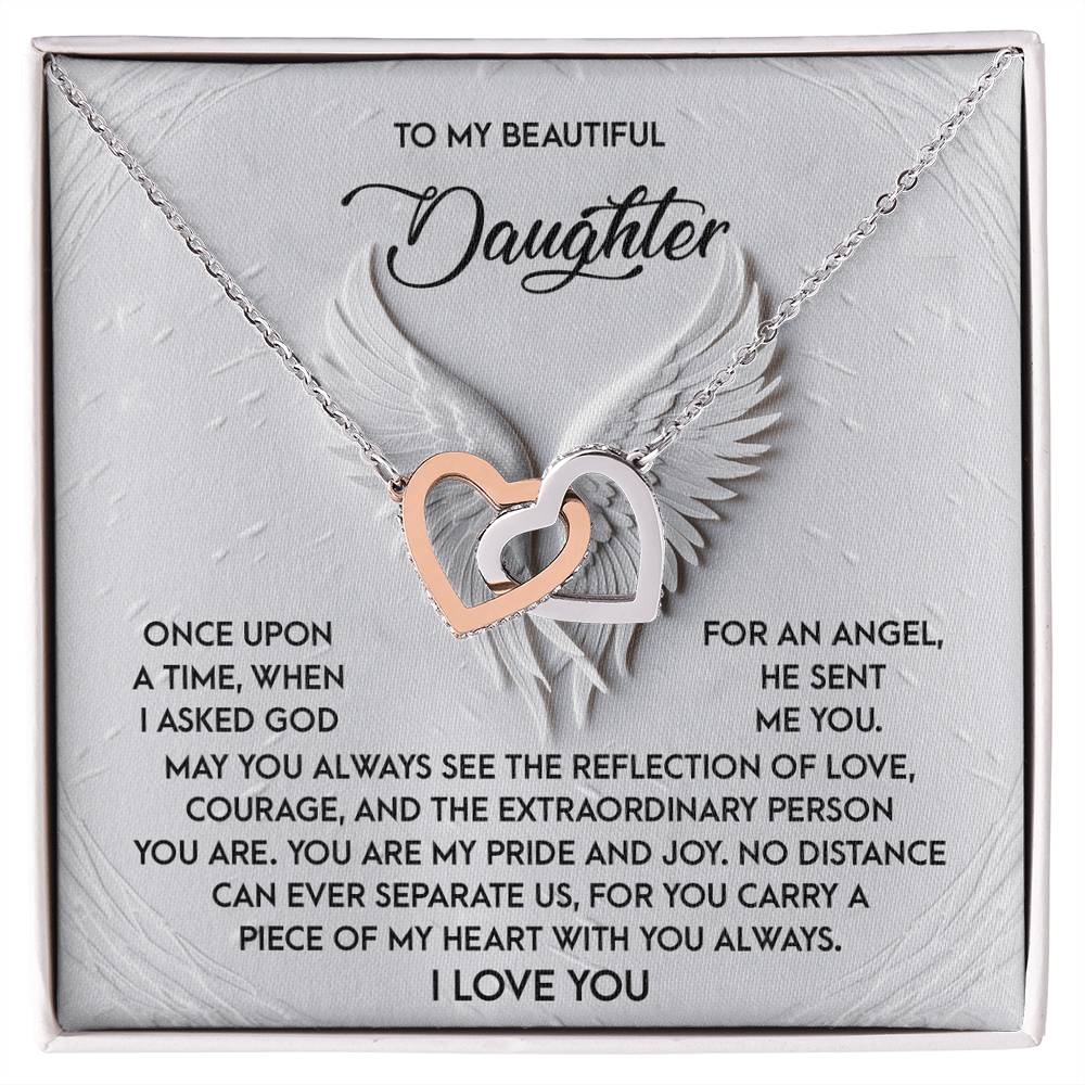 To My Beautiful Daughter - You Are My Angel - Interlocking Hearts Necklace - Mallard Moon Gift Shop