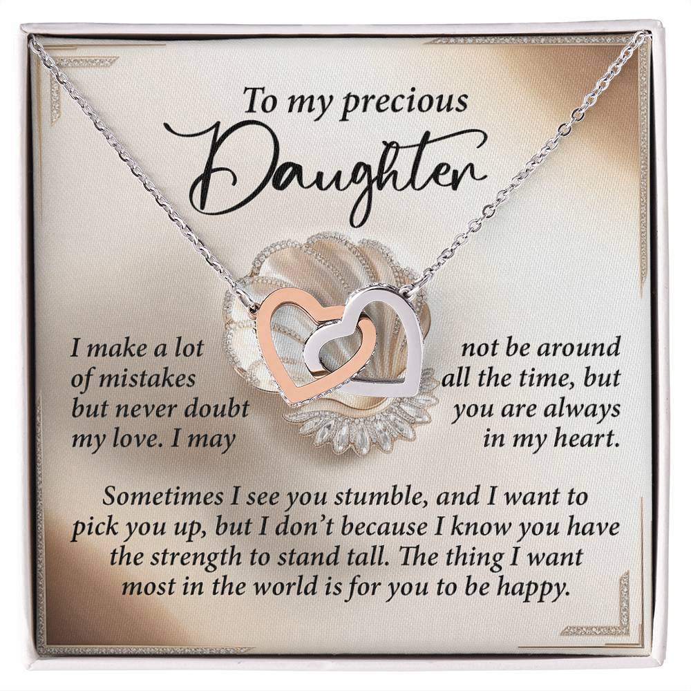 To My Precious Daughter - Heartfelt Gift of Love & Strength - Interlocking Hearts Necklace - Mallard Moon Gift Shop