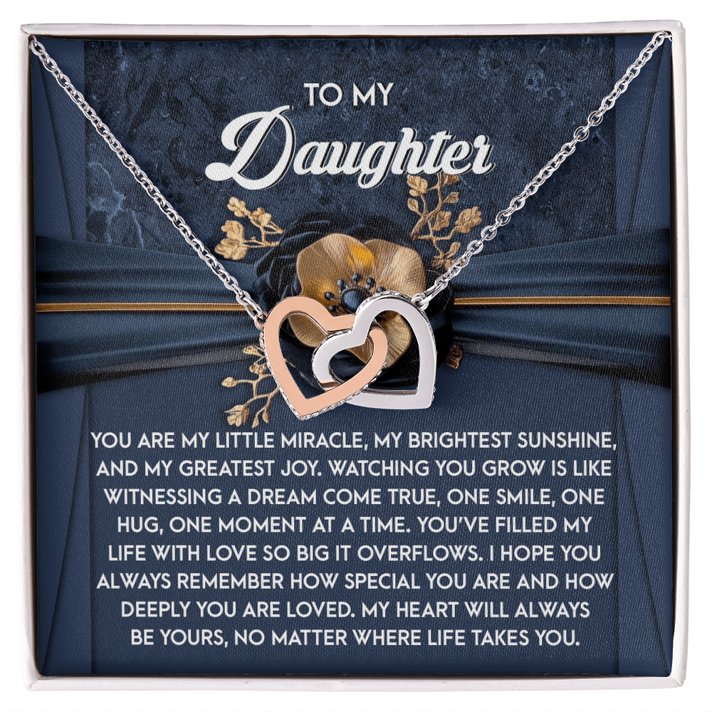 To My Daughter - Heartfelt Gift of Love & Encouragement Interlocking Hearts Necklace - Mallard Moon Gift Shop