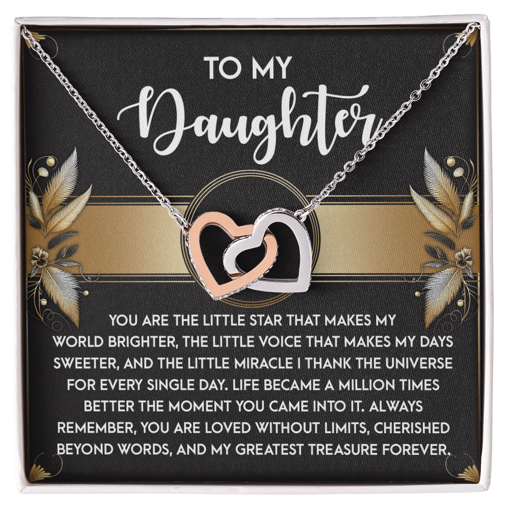 To My Daughter - My Greatest Treasure Interlocking Hearts Necklace Birthday, Graduation, Christmas Gift - Mallard Moon Gift Shop