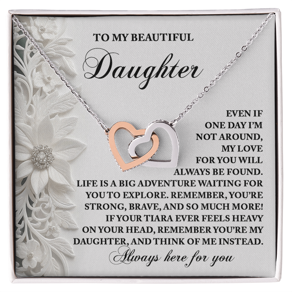 To My Beautiful Daughter - Inspirational Gift for Life's Adventures - Interlocking Hearts Necklace - Mallard Moon Gift Shop