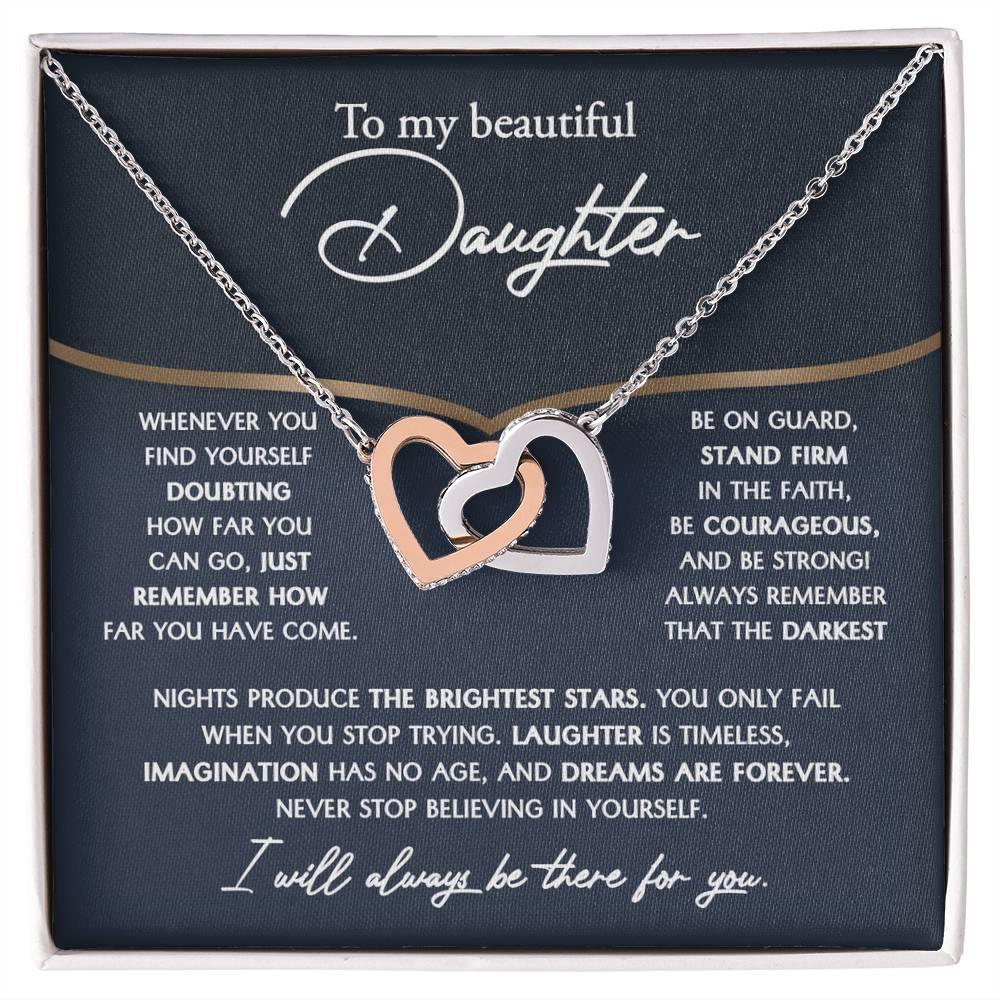 Daughter Gift for Birthday, Graduation, Christmas - Brightest Stars - Interlocking Hearts Necklace - Mallard Moon Gift Shop