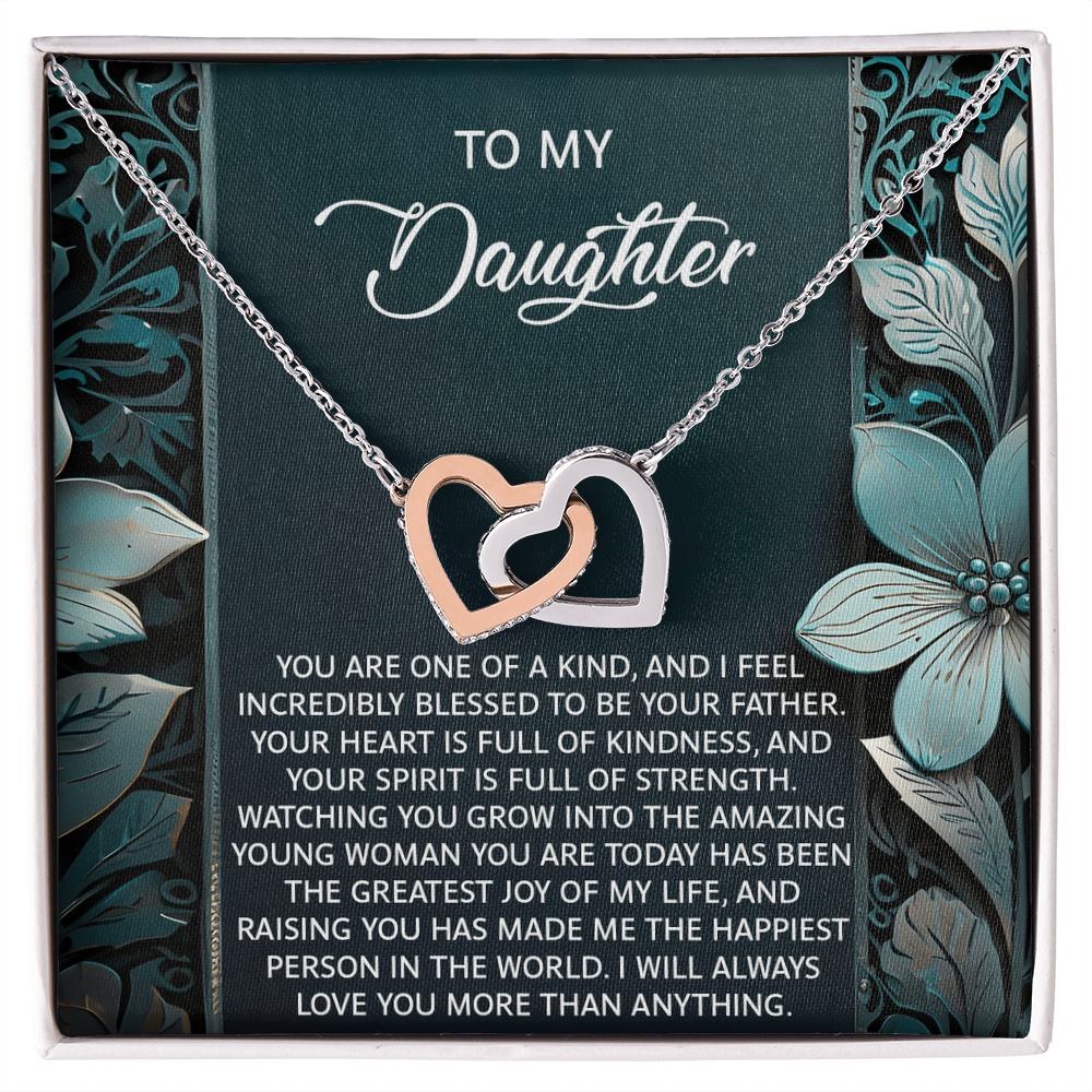 To My Daughter Interlocking Hearts Necklace – A Heartfelt Gift She'll Cherish Forever - I am Blessed to be your Father - Mallard Moon Gift Shop