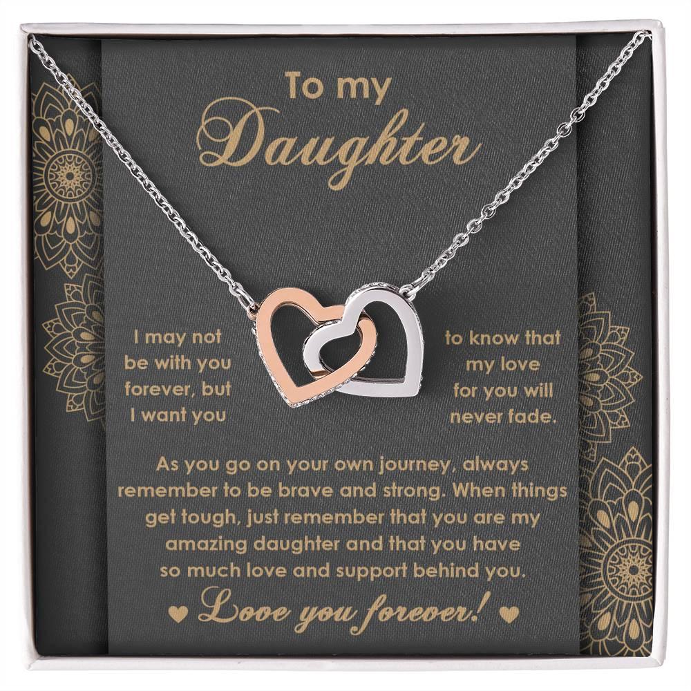Gift for Birthday, Christmas - Daughter - Brave And Strong - Interlocking Hearts Necklace - Mallard Moon Gift Shop