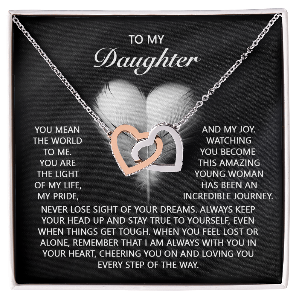 To My Daughter – A Gift of Love, Pride & Encouragement- Interlocking Hearts Necklace - Mallard Moon Gift Shop