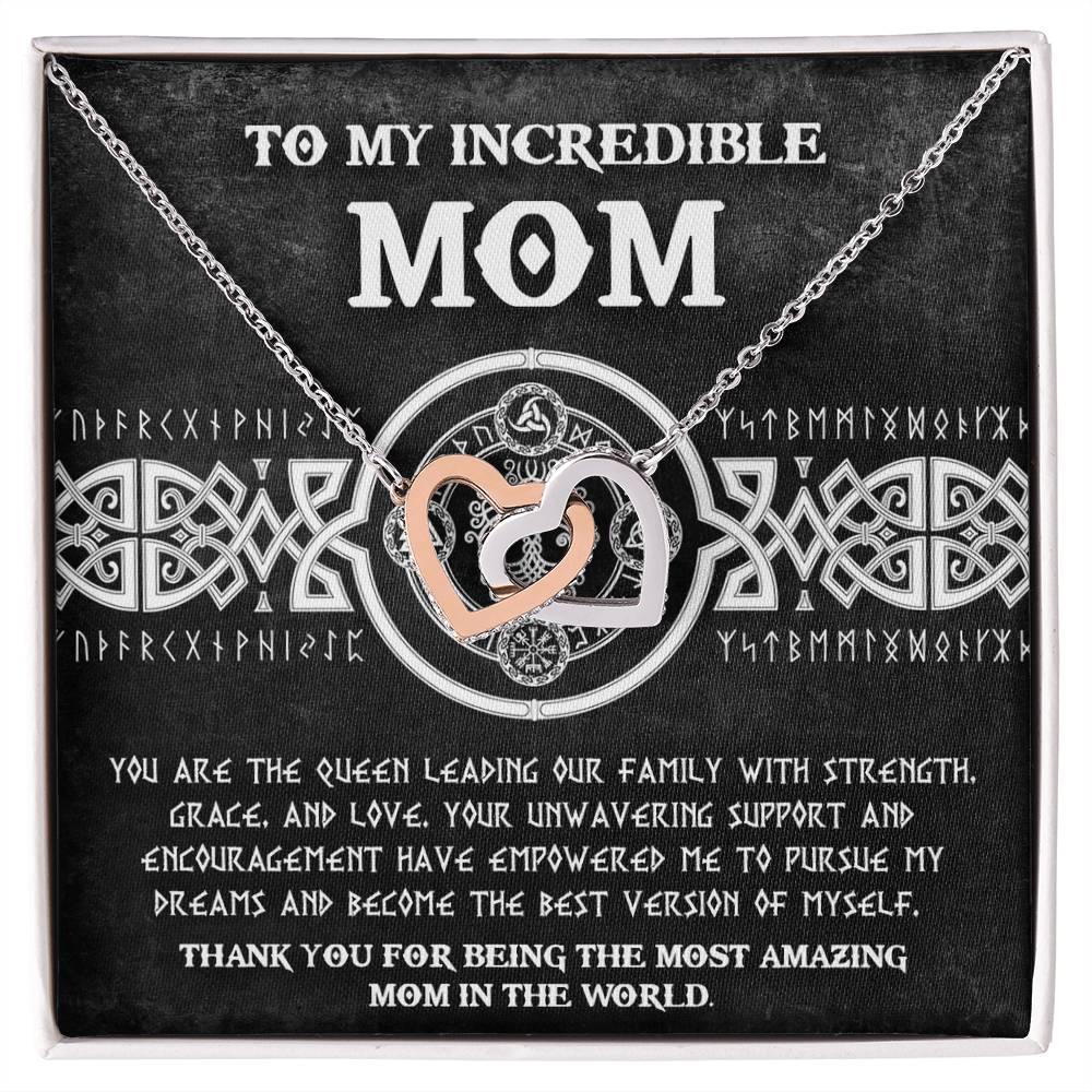 Mom - You are the Queen Leading our Family with Strength, Grace and Love Interlocking Hearts Pendant Necklace - Mallard Moon Gift Shop
