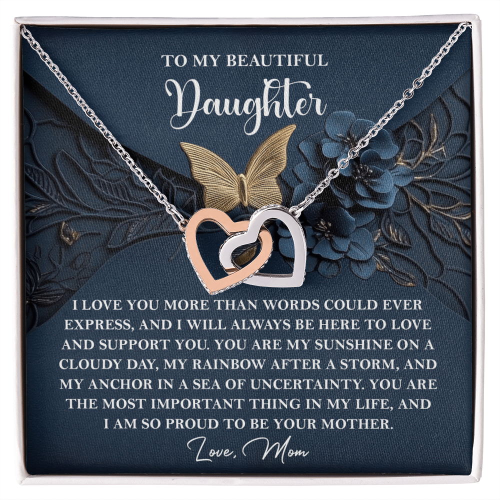 Daughter Gift - My Sunshine - Interlocking Hearts Necklace – A Heartfelt Gift from Mom - Mallard Moon Gift Shop