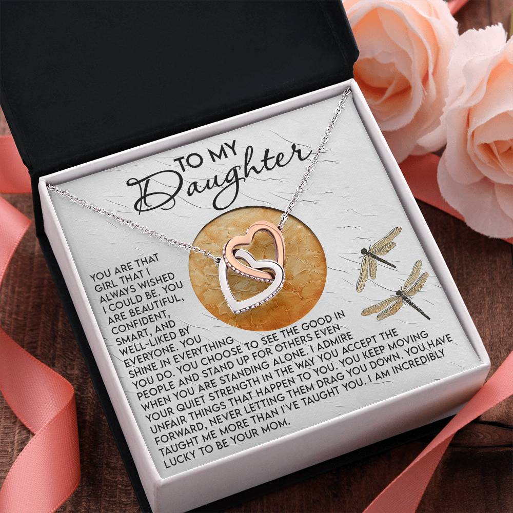 To My Daughter - Your Quiet Strength Inspires Me - Interlocking Hearts Necklace - Mallard Moon Gift Shop