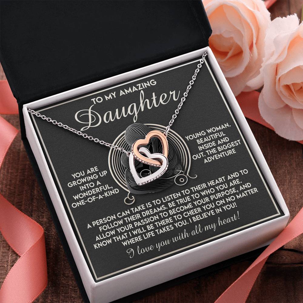 Gift for Daughter - I Believe in You with All My Heart - Interlocking Hearts Necklace - Mallard Moon Gift Shop