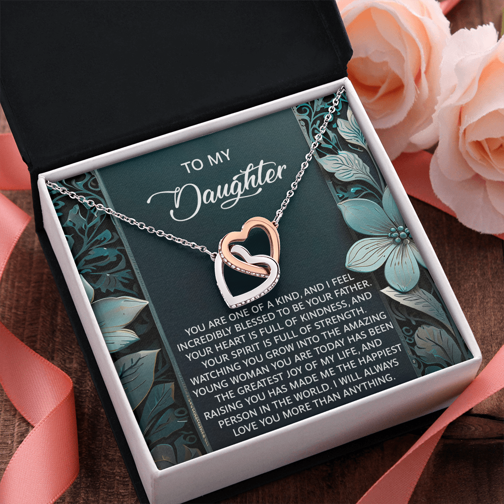 To My Daughter Interlocking Hearts Necklace – A Heartfelt Gift She'll Cherish Forever - I am Blessed to be your Father - Mallard Moon Gift Shop