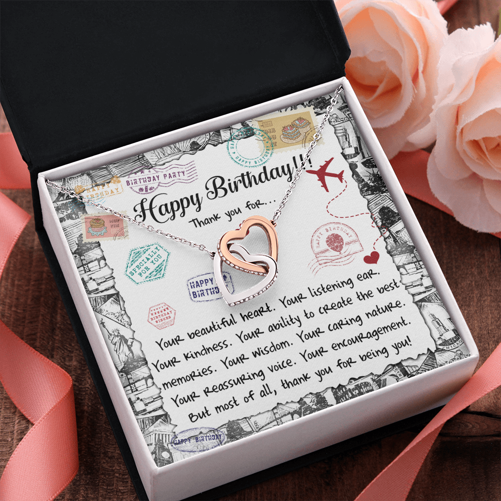 Happy Birthday Daughter Interlocking Hearts Necklace – Thank You for Being You | Meaningful Birthday Gift from Parent - Mallard Moon Gift Shop