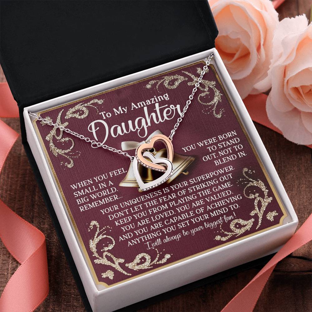Gift for Daughter - Your Uniqueness Is Your Superpower - Interlocking Hearts Necklace - Mallard Moon Gift Shop