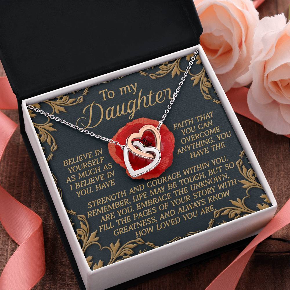 To My Daughter – Believe in Yourself - Interlocking Hearts Necklace - Mallard Moon Gift Shop