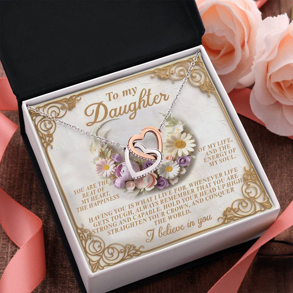 Gift for Daughter - I Believe in You Always - Interlocking Hearts Necklace - Mallard Moon Gift Shop