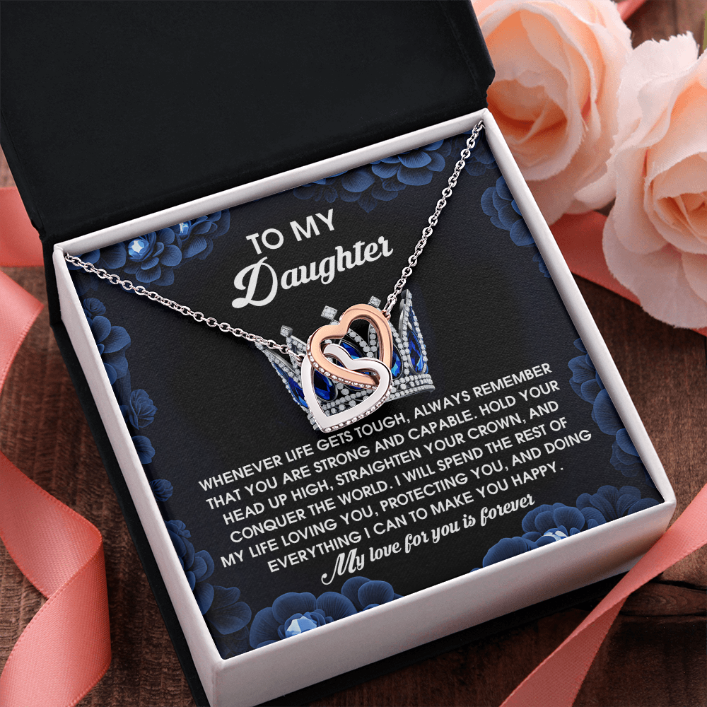 To My Daughter - Strength & Unwavering Love - Interlocking Hearts Necklace - Mallard Moon Gift Shop