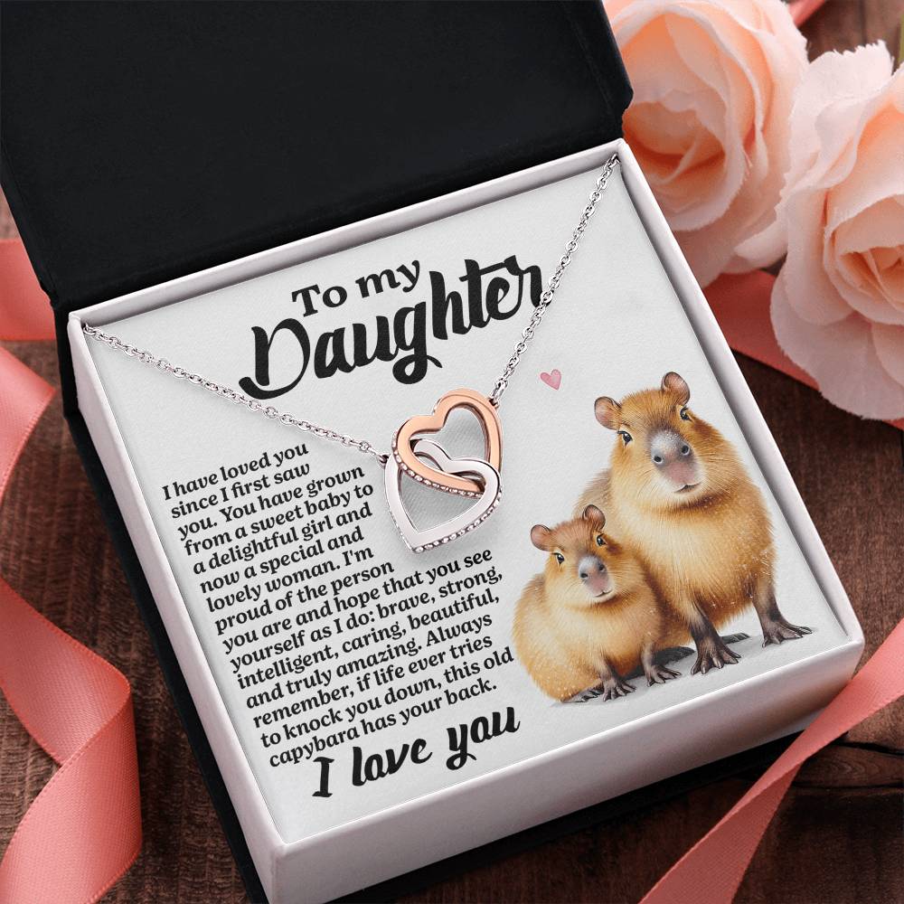 To My Daughter - Proud of You - Interlocking Hearts Necklace - Mallard Moon Gift Shop