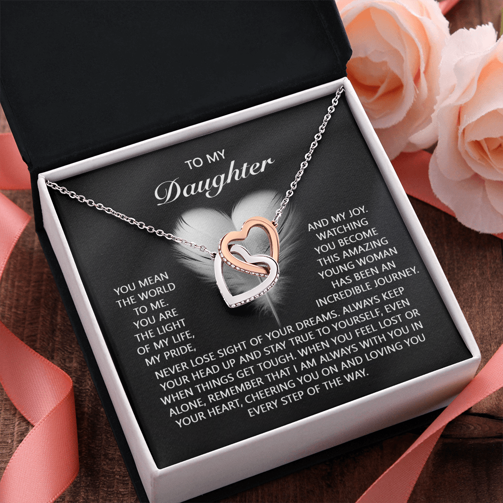 To My Daughter – A Gift of Love, Pride & Encouragement- Interlocking Hearts Necklace - Mallard Moon Gift Shop