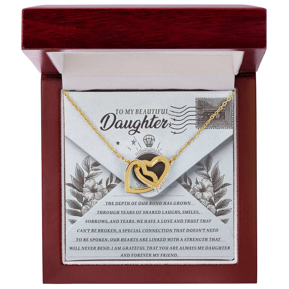 To My Beautiful Daughter - Forever My Friend - Interlocking Hearts Necklace - Mallard Moon Gift Shop